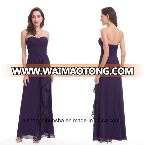 Women Elegant Strapless Long Sexy Chiffon Evening Dress