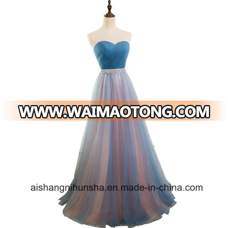 Women Tulle Strapless Long Bridesmaid Dresses Banquet Sexy Party Dress