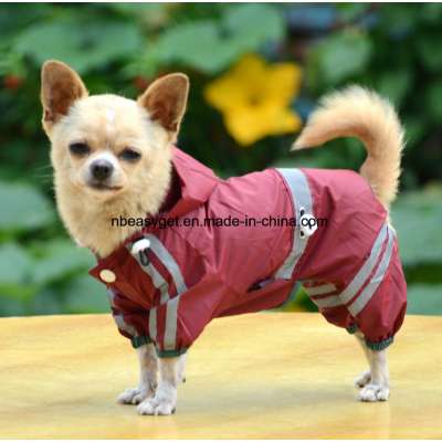 Outdoor Polyester Puppy Waterproof Glisten Four-Leg Raincoat Doggie Hooded Lined Rain Gear Jumpsuit for Teddy, Pug, Chihuahua, Shih Tzu, Yorkshire Terriers