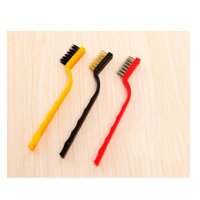 Mini Wire Brush 3 Pieces Set - Nylon, Brass, Stainless Steel - Metal Detail Brushes for Gas Stove Cleaning & Automotive Esg12330