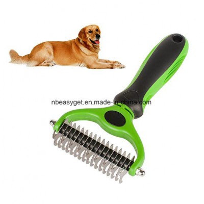 Pet Grooming Tool 2 Sided Undercoat Rake for Cats & Dogs - Safe Dematting Comb for Easy Mats & Tangles Removing -Pet Brush-Cat Grooming-Grooming Tool Esg10690