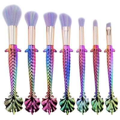 7PCS 3D Mermaid Makeup Brush Cosmetic Brushes Eyeshadow Eyeliner Blush Brushes Esg10502